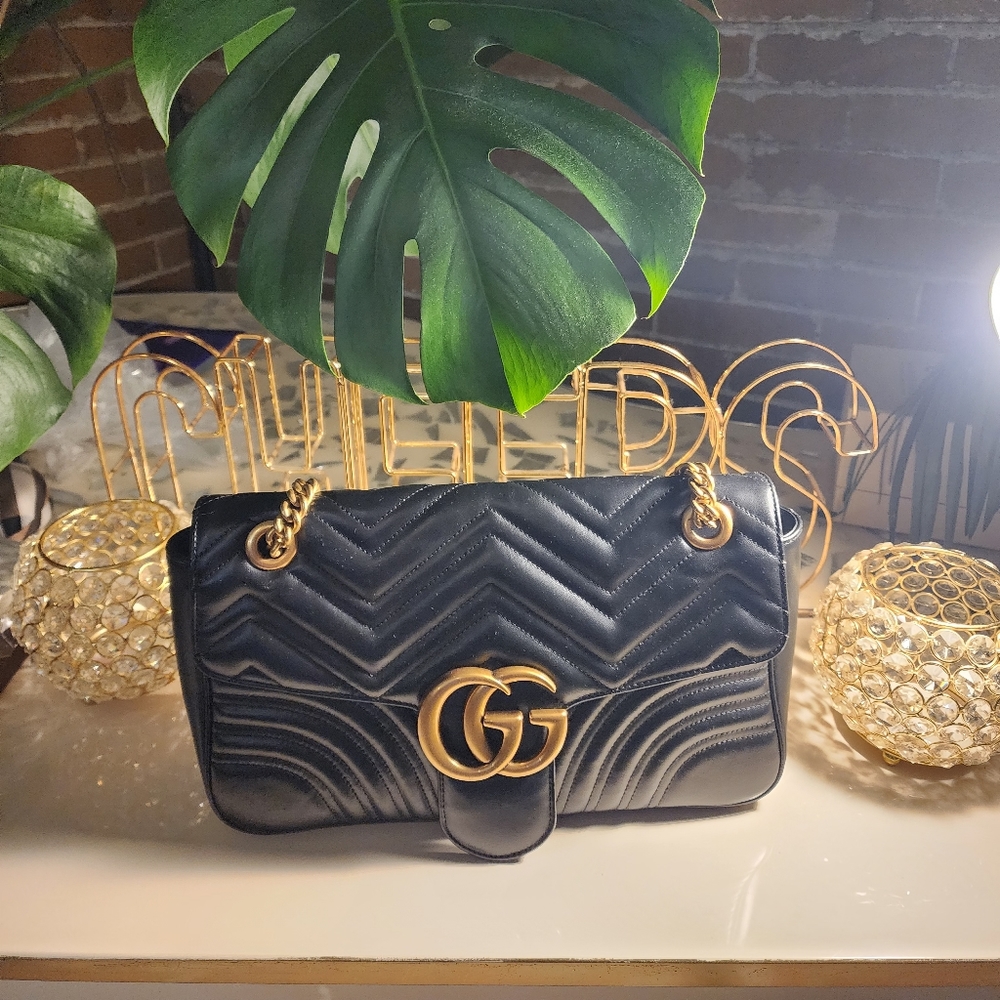 Gucci GG Marmonth Black Shoulder Bag (Authentic)